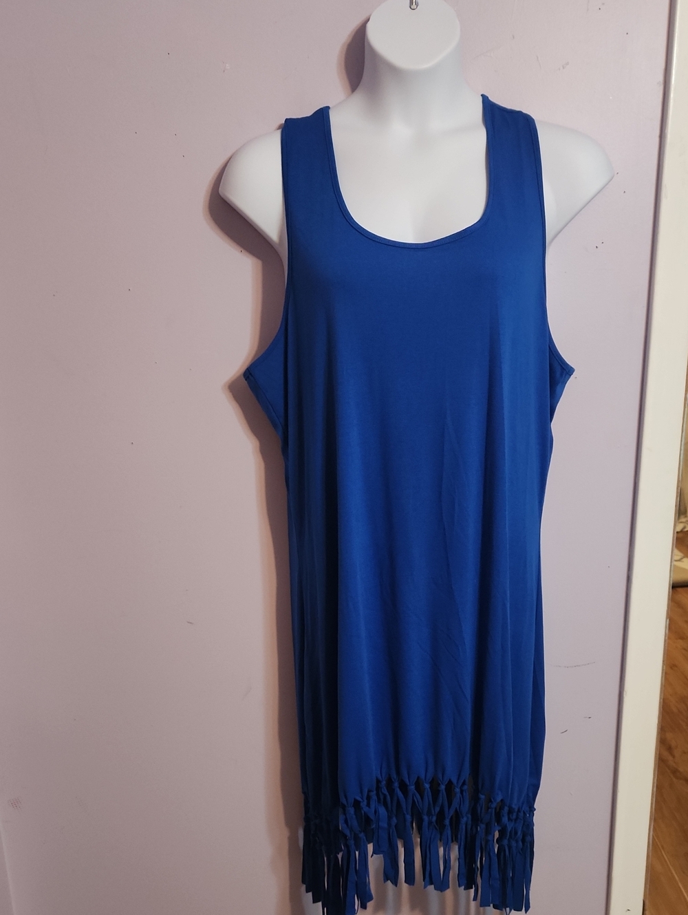 PINZIKO Blue Fringe Mini Dress Size XXL Like New